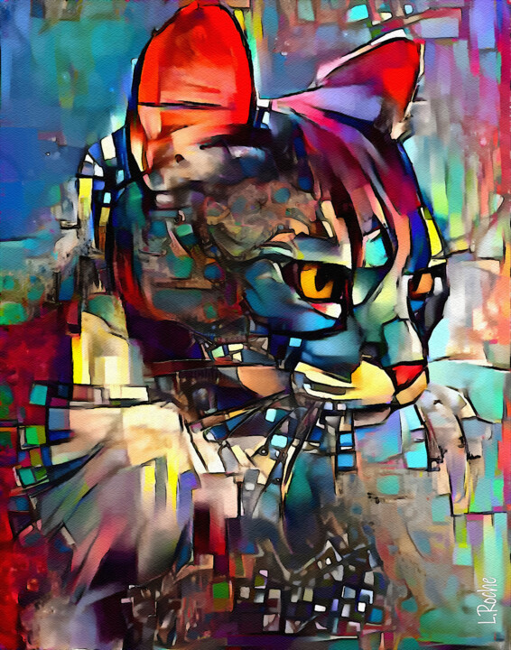 Digitale Kunst mit dem Titel "Cataka, cat" von L.Roche, Original-Kunstwerk, Acryl