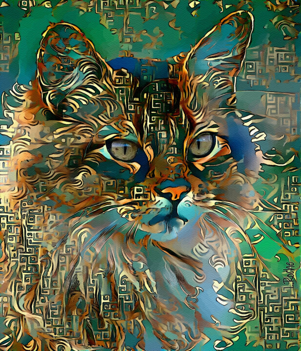 「Alaya, cat」というタイトルのデジタルアーツ L.Rocheによって, オリジナルのアートワーク, アクリル
