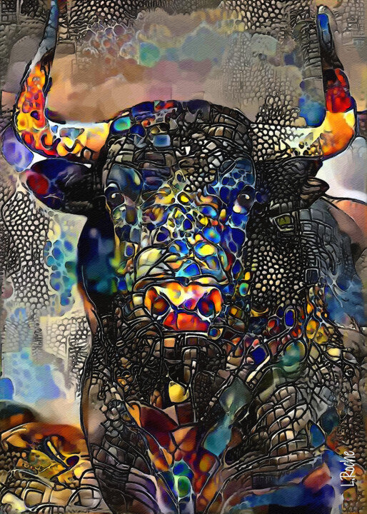 数字艺术 标题为“Ytzaar, bull” 由L.Roche, 原创艺术品, 丙烯