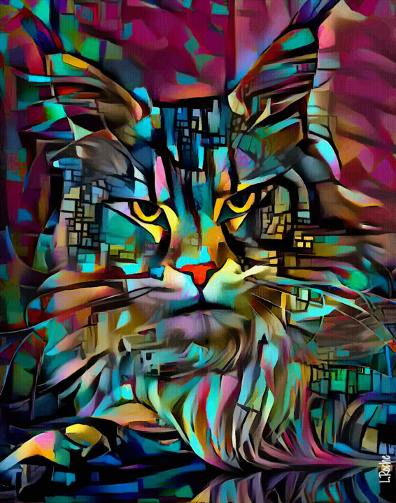 Digital Arts titled "Normy, cat" by L.Roche, Original Artwork, Acrylic