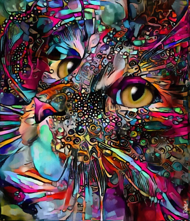 Digital Arts titled "Lucinda 2022, cat" by L.Roche, Original Artwork, Acrylic