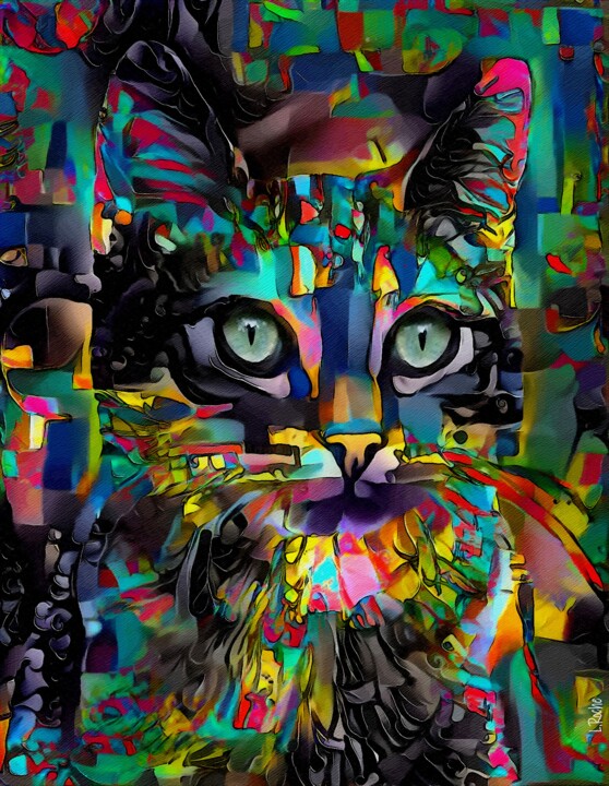 Arts numériques intitulée "Jay, cat" par L.Roche, Œuvre d'art originale, Travail numérique 2D