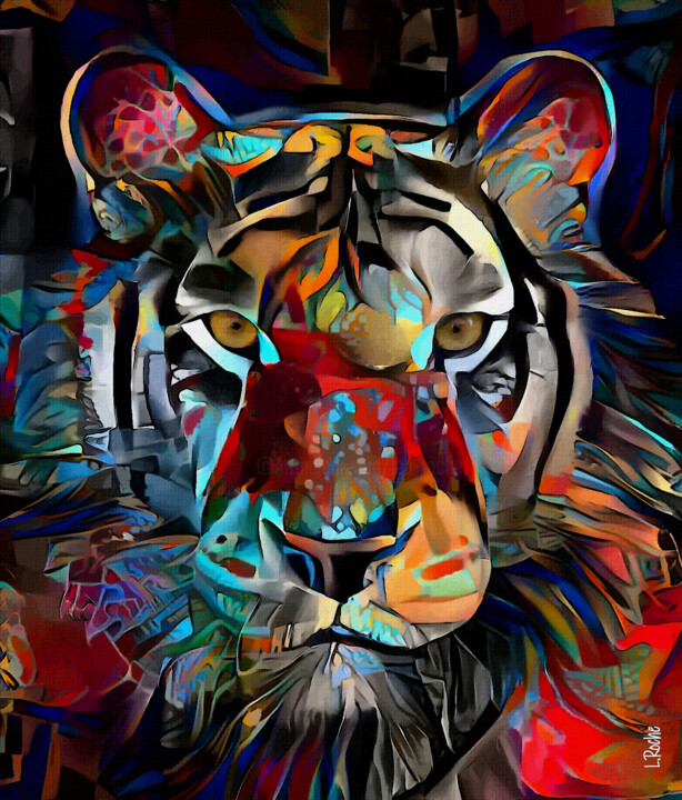 Arts numériques intitulée "Sigmund tiger" par L.Roche, Œuvre d'art originale, Acrylique