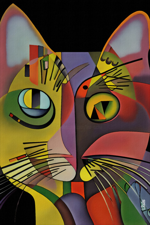 Grafika cyfrowa / sztuka generowana cyfrowo zatytułowany „Zamora, cat” autorstwa L.Roche, Oryginalna praca, Akryl