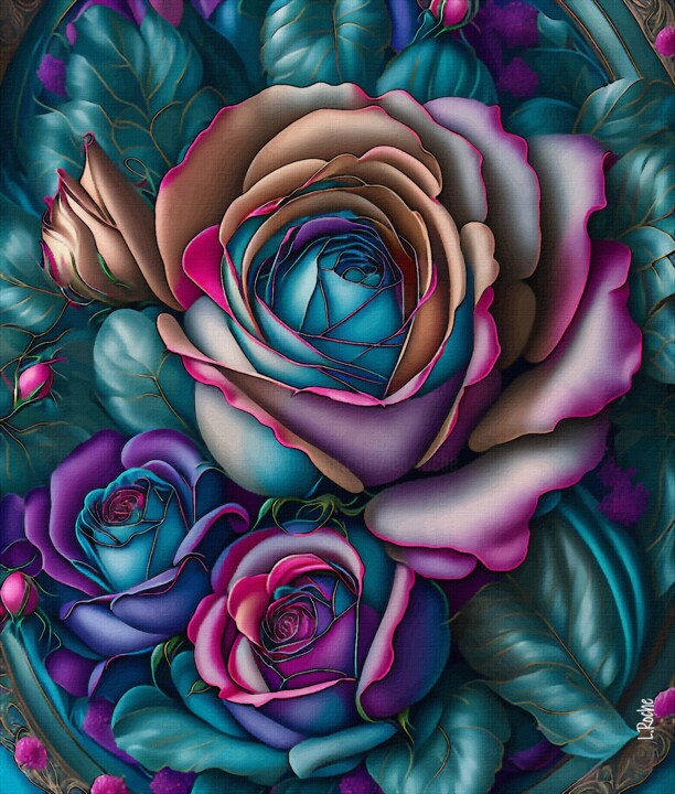 Arts numériques intitulée "Rosa celestial" par L.Roche, Œuvre d'art originale, Encre