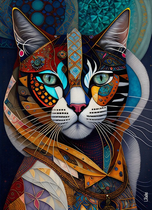Arts numériques intitulée "New cat generation 3" par L.Roche, Œuvre d'art originale, Encre
