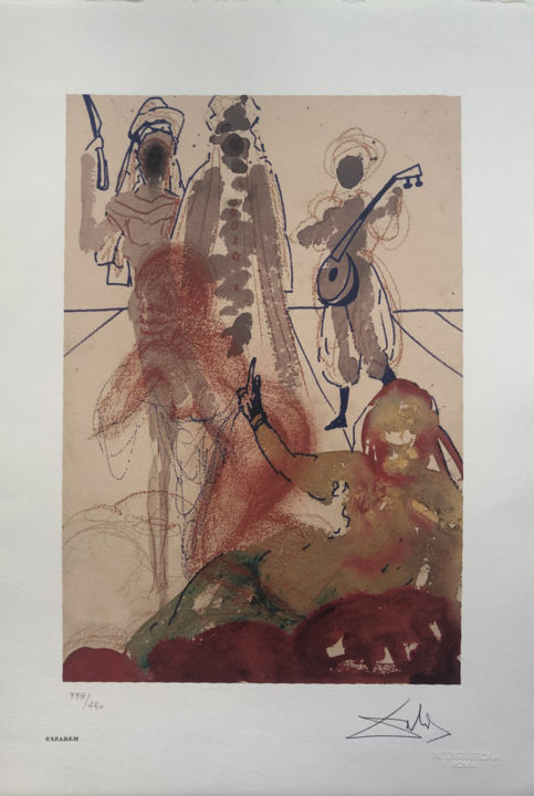 Prenten & gravures getiteld "Salvador Dalì - Il…" door Lucy Sunders, Origineel Kunstwerk, Lithografie