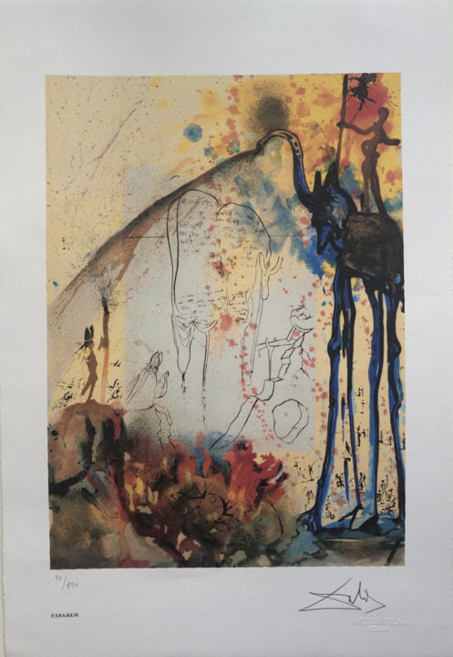 Gravures & estampes intitulée "Salvador Dalì - Mos…" par Lucy Sunders, Œuvre d'art originale, Lithographie