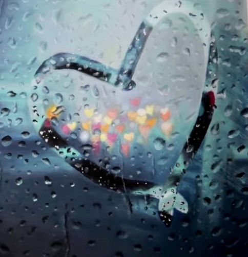 Dessin intitulée "Rain makes me smile" par L Y L O, Œuvre d'art originale, Pastel