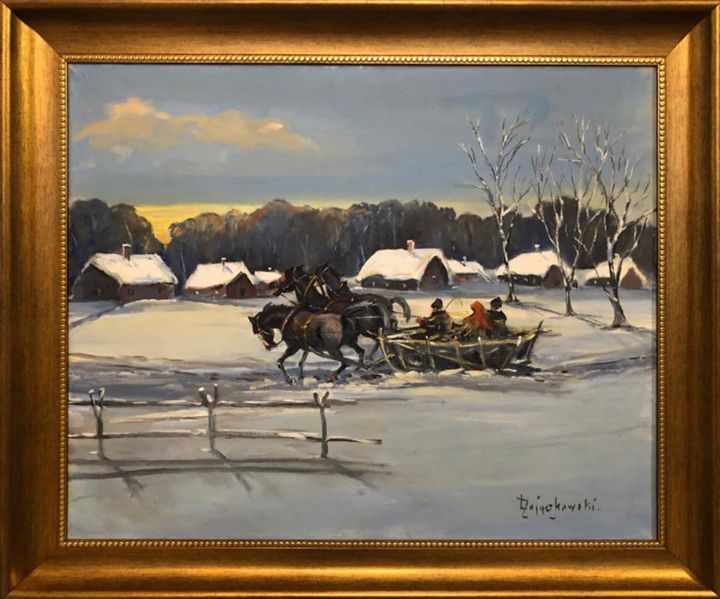 Malerei mit dem Titel "Winter by L. Zaigak…" von L. Zaigakowski, Original-Kunstwerk, Öl