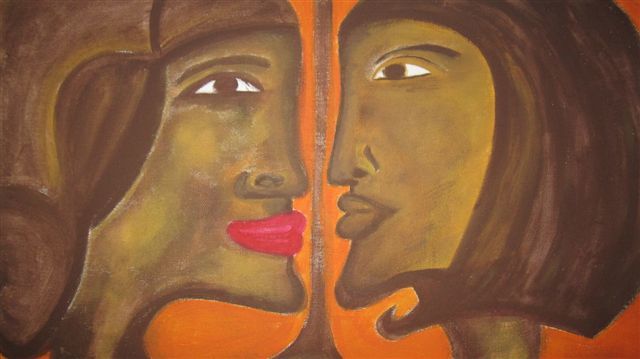 Malarstwo zatytułowany „mes-soeurs” autorstwa L.Zekoum, Oryginalna praca, Olej