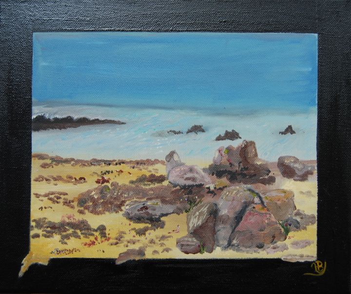 Painting titled "la plage" by La Babssy, Original Artwork
