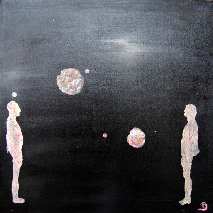 Peinture intitulée "Poésie lunaire" par La Babssy, Œuvre d'art originale, Acrylique