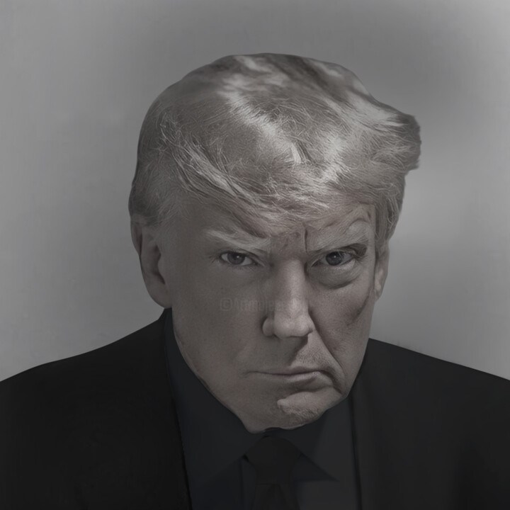 Digital Arts titled "Trump mugshot" by La Galerie De L'Amour Us, Original Artwork, Digital Painting