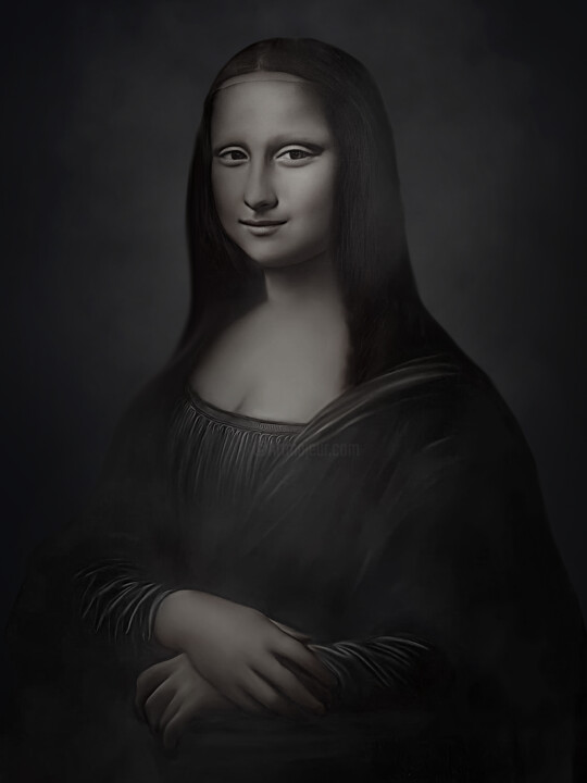 Arts numériques intitulée "The Dark Mona Lisa…" par La Galerie De L'Amour, Œuvre d'art originale, Peinture numérique