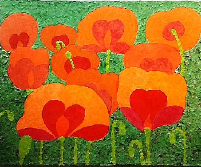 Collages titulada "Coquelicots" por Annig Pineau (Ginna), Obra de arte original, Collages