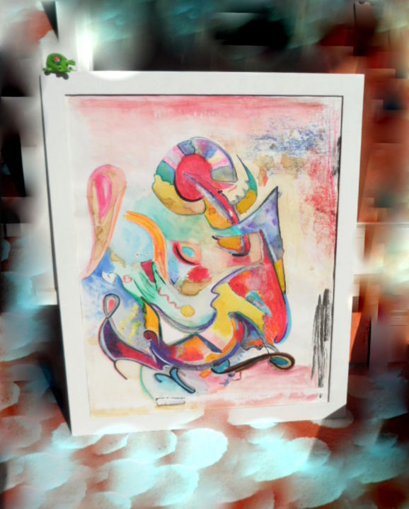 Peinture intitulée ""Le Flot"" par La Tortuga - Création, Œuvre d'art originale, Pastel