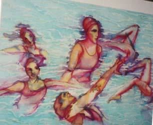 Painting titled "Synchro Practice" by Dolores Wimberly, Original Artwork, Oil