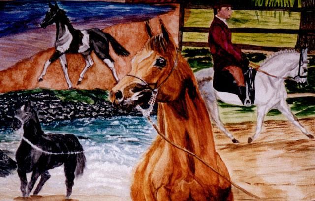 Painting titled "Horse Collage" by Laurie Black, Original Artwork, Other