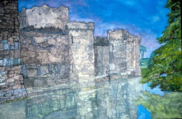 Peinture intitulée "Medieval Castle on…" par Laurie Black, Œuvre d'art originale, Huile