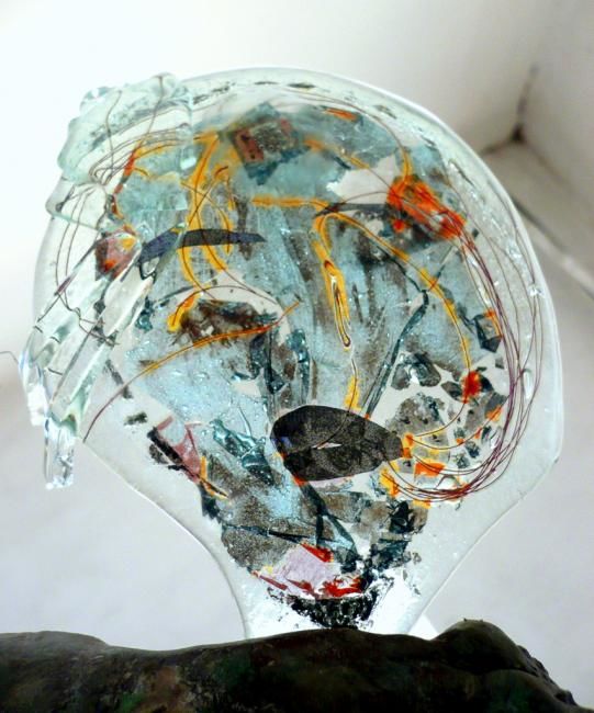Sculpture intitulée "La femme à la tête…" par Kiti Bois-Verre, Œuvre d'art originale
