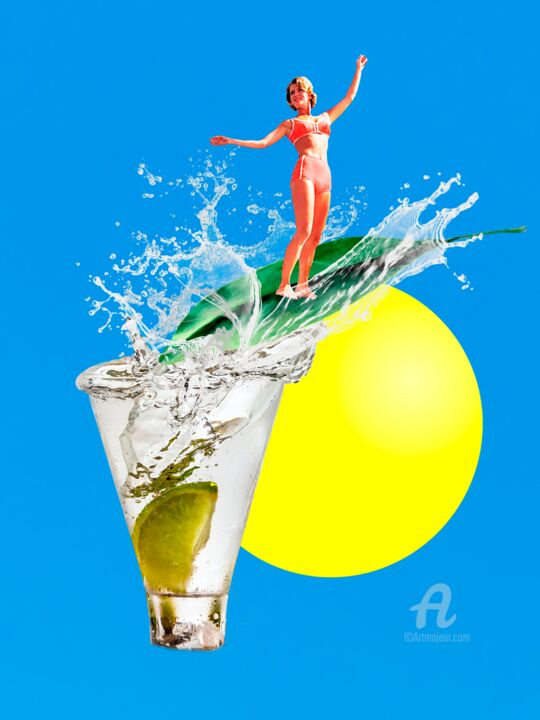 Collages titled "COCKTAIL SURF" by Laura Abella, Original Artwork, Photo Montage
