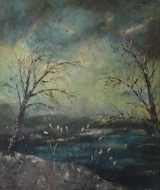 Peinture intitulée "Paysage d'hiver" par Irene Laboissette, Œuvre d'art originale