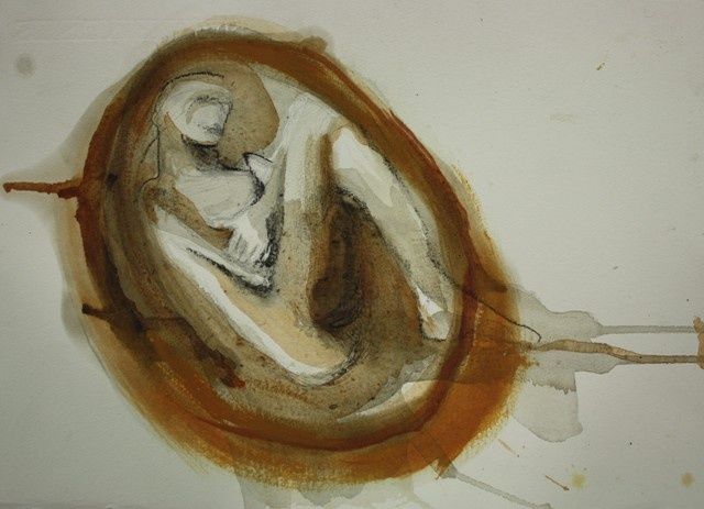 Painting titled "incubazione su carta" by Sabrina Carletti, Original Artwork