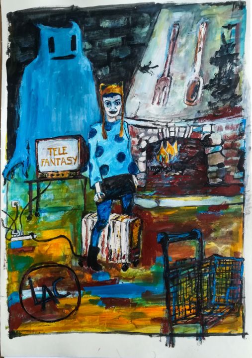 Painting titled "Tele Fantasy" by Luigi Ambrosetti Lac, Original Art, Acrylic