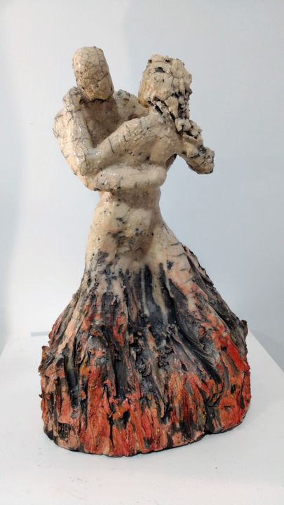 Sculpture intitulée "La valse des golems" par Frédérique Lacroix Damas, Œuvre d'art originale, Céramique