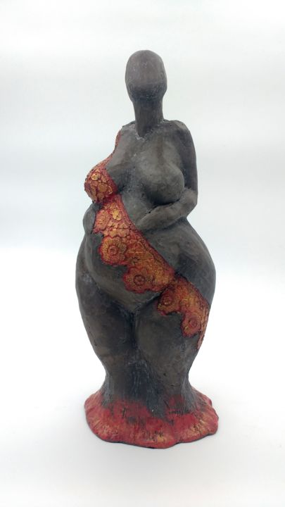 Skulptur mit dem Titel "Miss Univers" von Frédérique Lacroix Damas, Original-Kunstwerk, Keramik