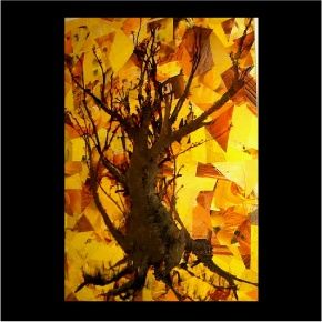 Peinture intitulée "l'arbre jaune" par Lacy May Coligan, Œuvre d'art originale