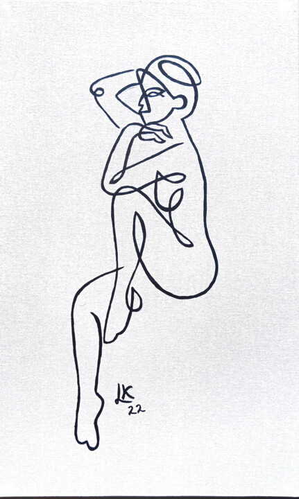 Malerei mit dem Titel "Sitting nude girl 2…" von Lada Kholosho, Original-Kunstwerk, Acryl