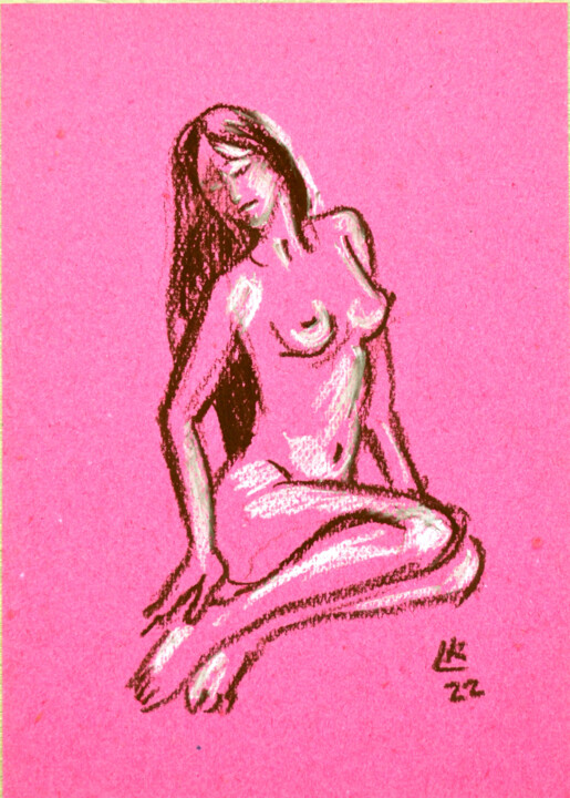 Pintura titulada "Study nude studio w…" por Lada Kholosho, Obra de arte original, Pastel
