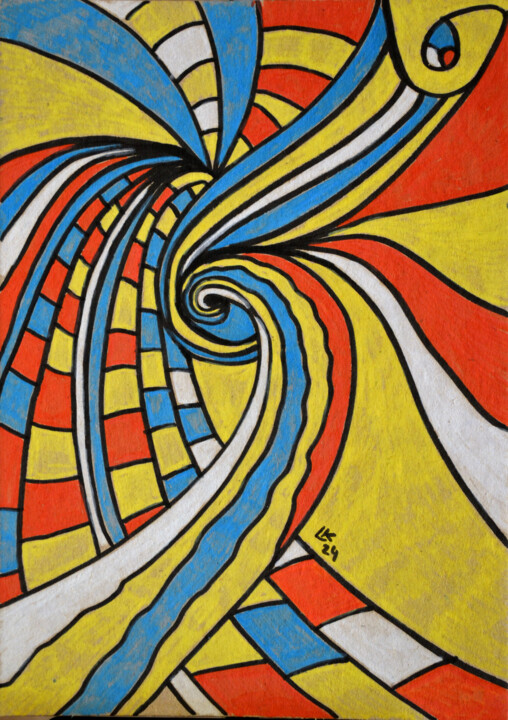 Painting titled "Abstract Whorl: Col…" by Lada Kholosho, Original Artwork, Marker