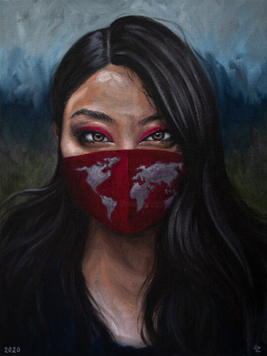 Картина под названием "Don't see the world…" - Lada Ziangirova, Подлинное произведение искусства, Масло Установлен на картон