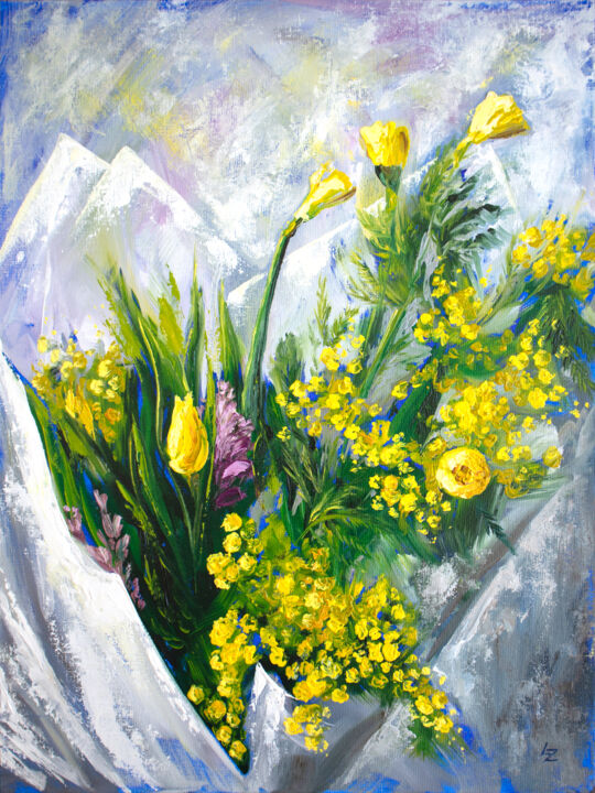 Картина под названием "Spring etude" - Lada Ziangirova, Подлинное произведение искусства, Масло
