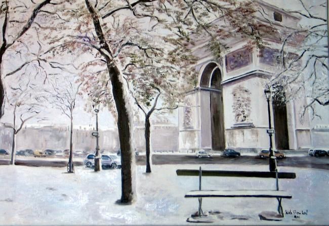 Painting titled "L'Arc de Triomphe s…" by Nicole Brouillard, Original Artwork, Oil