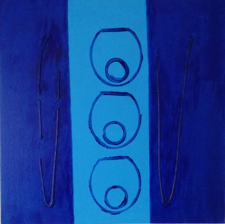 Pintura titulada "La note bleue 1" por Lou Dje - Artiste Peintre, Obra de arte original, Acrílico
