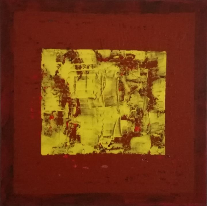 Peinture intitulée "Jaune & Rouge" par Lou Dje - Artiste Peintre, Œuvre d'art originale, Acrylique