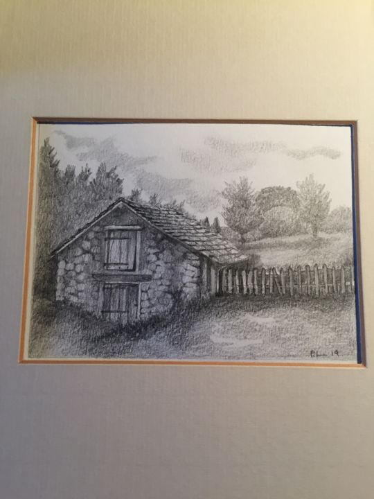 Drawing titled "Paysage de la Creuse" by Pascale Ladoux, Original Artwork, Pencil