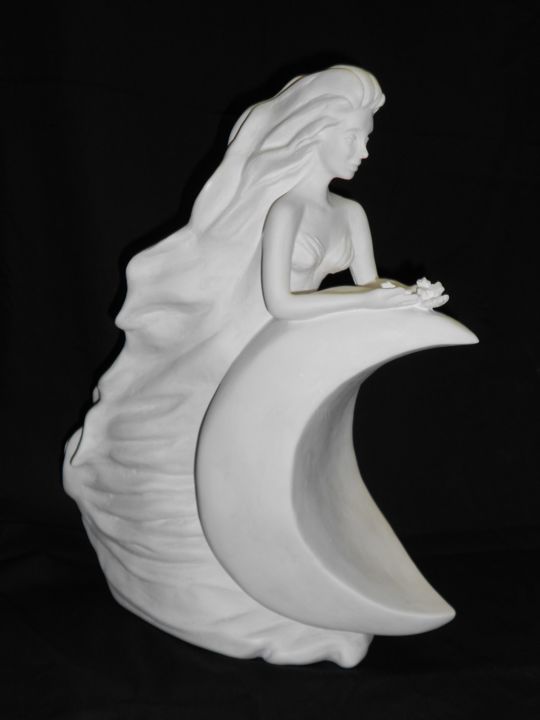 Sculptuur getiteld "Selene, Deusa da Lu…" door Angela De Assis, Origineel Kunstwerk, Hars