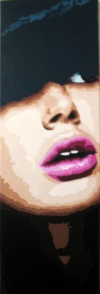Peinture intitulée "pink lips" par Lady Caviar, Œuvre d'art originale