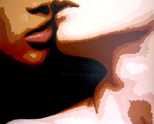 Painting titled "Le baiser" by Lady Caviar, Original Artwork
