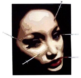 Peinture intitulée "L'injection de pixel" par Lady Caviar, Œuvre d'art originale