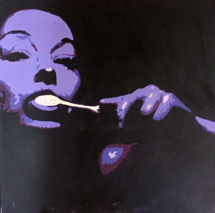 Peinture intitulée "L'autoportrait à br…" par Lady Caviar, Œuvre d'art originale, Acrylique