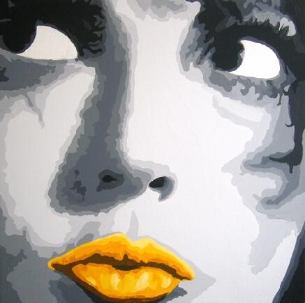 Pittura intitolato "Citron lips" da Lady Caviar, Opera d'arte originale