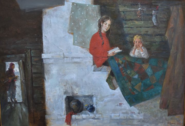 Painting titled "Мы нашим прошлым до…" by Anastasia Grin, Original Artwork, Oil Mounted on Wood Stretcher frame