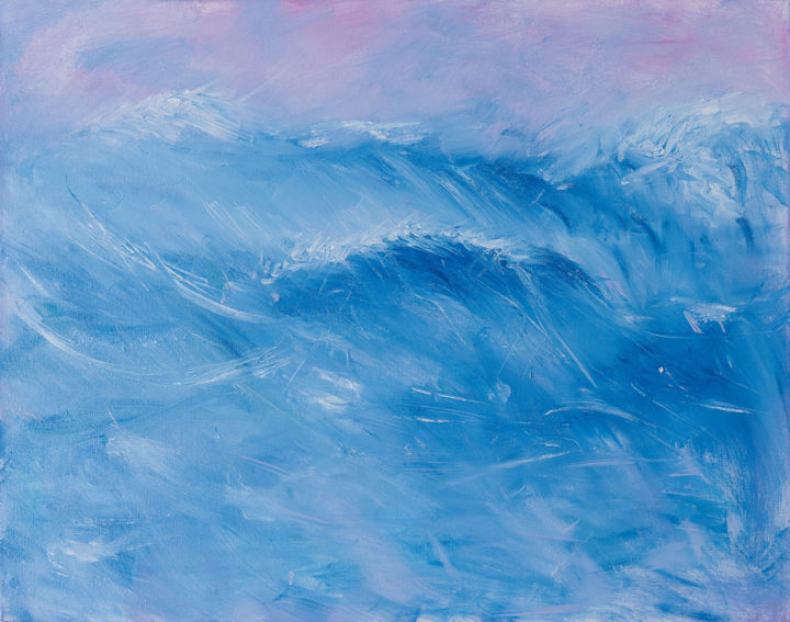 Schilderij getiteld "Blue Haze" door Lady Carolyne, Origineel Kunstwerk, Olie