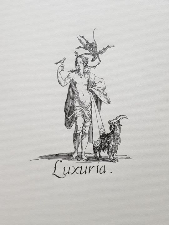 Tekening getiteld "Les péchés capitaux…" door Ladydraw, Origineel Kunstwerk, Inkt